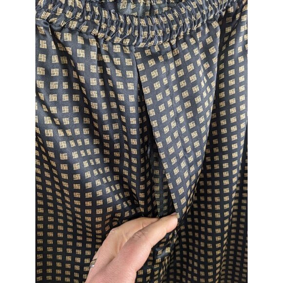 Robert Louis XXL Silk Blend Black & Gold Geometric Pattern Elastic Waist Pants - Picture 4 of 6